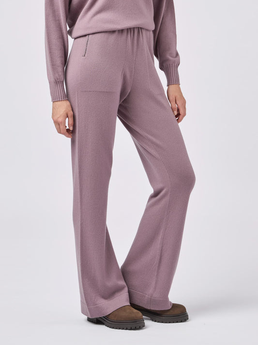 Palazzo trousers in pure cashmere with chain detail on the pockets lavender 240a25_fw24-3_437437