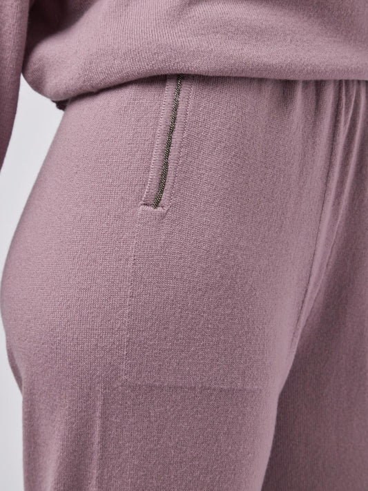 Palazzo trousers in pure cashmere with chain detail on the pockets - Palazzo trousers in pure cashmere with chain detail on the pockets alt - 002
