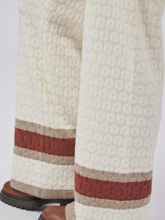 Pure cashmere trousers, embossed workmanship with horizontal bands - Pure cashmere trousers, embossed workmanship with horizontal bands alt - 002