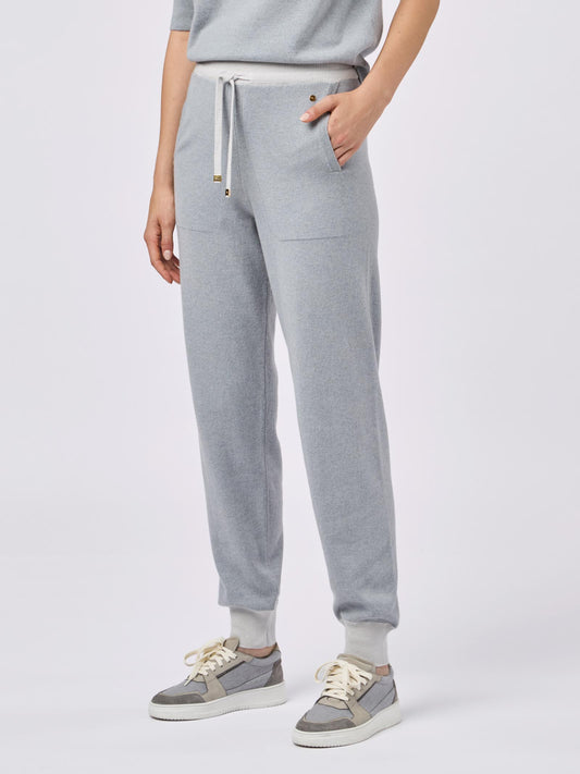 Drawstring trousers with pockets, contrasting lurex detail misty grey 240b04_fw245a_j43j43