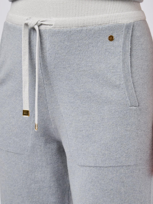 Drawstring trousers with pockets, contrasting lurex detail - Drawstring trousers with pockets, contrasting lurex detail alt - 002