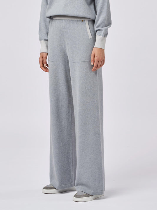 Palazzo trousers with pockets and back pocket, contrasting lurex detail misty grey 240b05_fw245a_j43j43