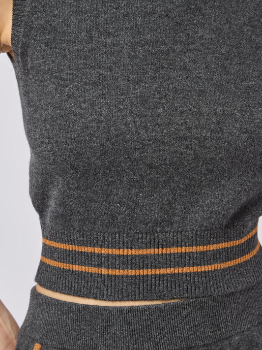 Knitted top with contrasting stitching - Knitted top with contrasting stitching alt - 002
