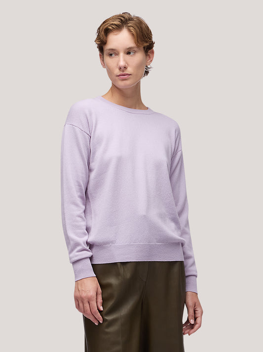 Maglia donna paricollo manica lunga, spalla scesa bordi a costa - Maglia donna paricollo manica lunga, spalla scesa bordi a costa alt - 002