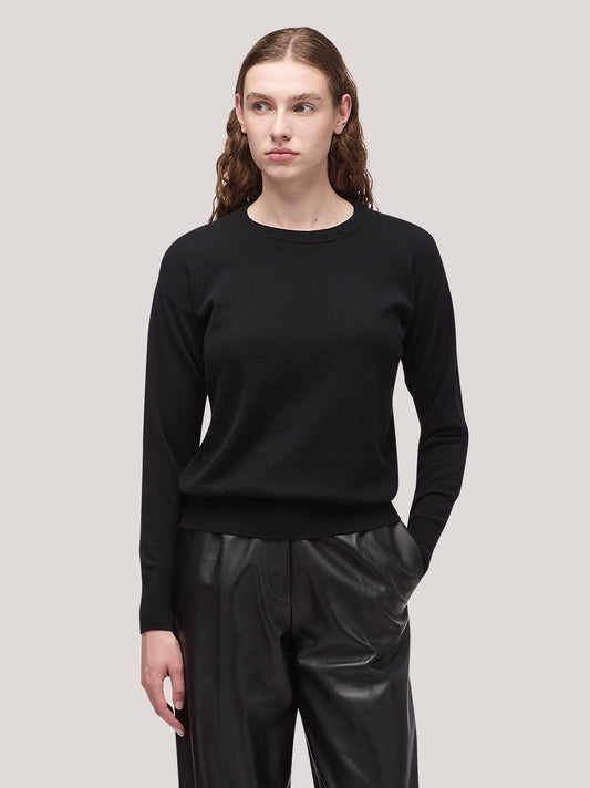 Maglia donna paricollo manica lunga, spalla scesa bordi a costa - Maglia donna paricollo manica lunga, spalla scesa bordi a costa alt - 002