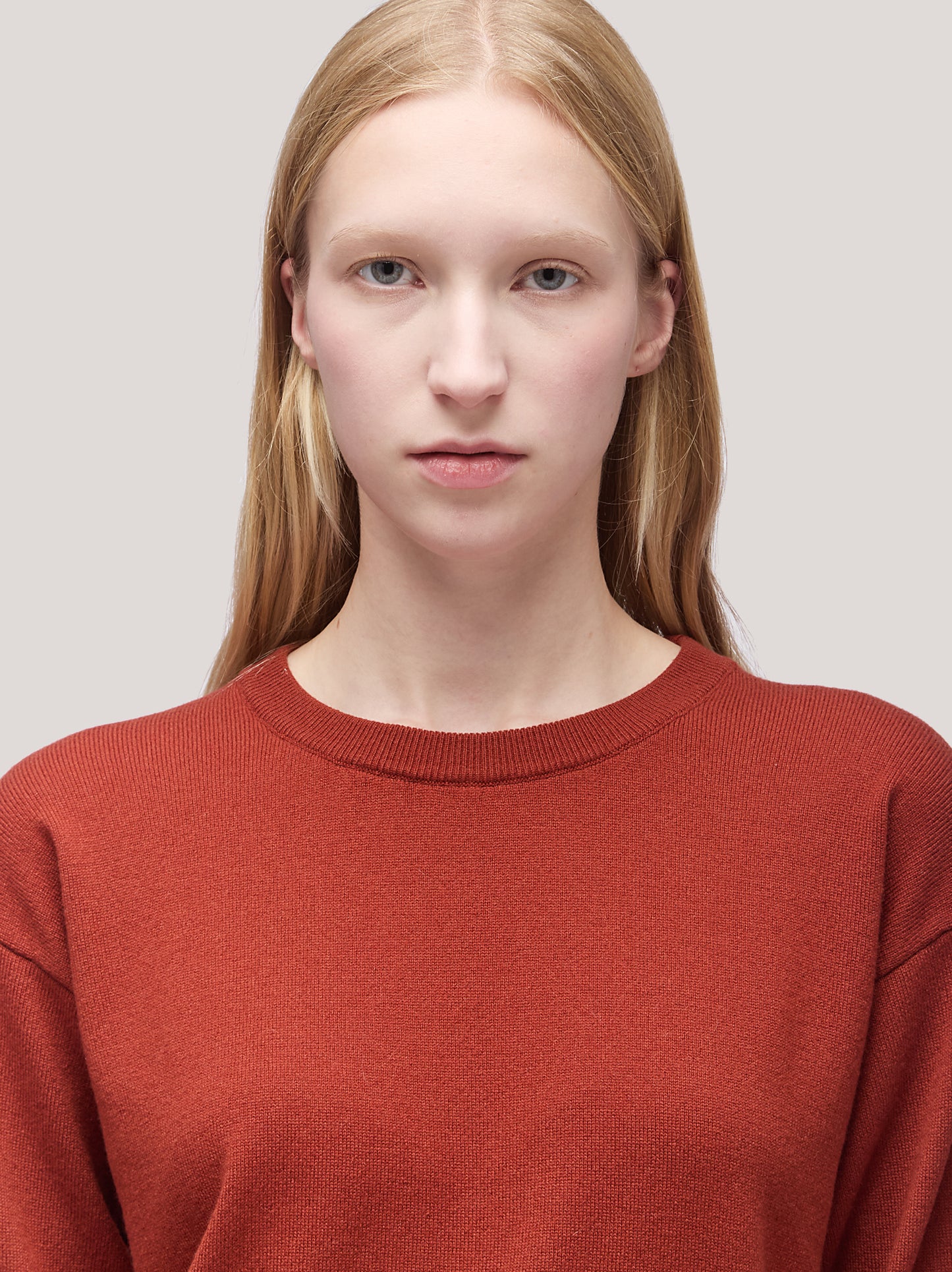 Maglia donna paricollo manica lunga, spalla scesa bordi a costa rame 250a10_fw25-3_677ram 68522087383366