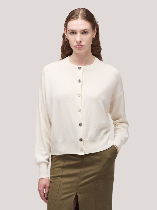 Maglia donna coreana manica lunga, bottoni gioiello - Maglia donna coreana manica lunga, bottoni gioiello alt - 002