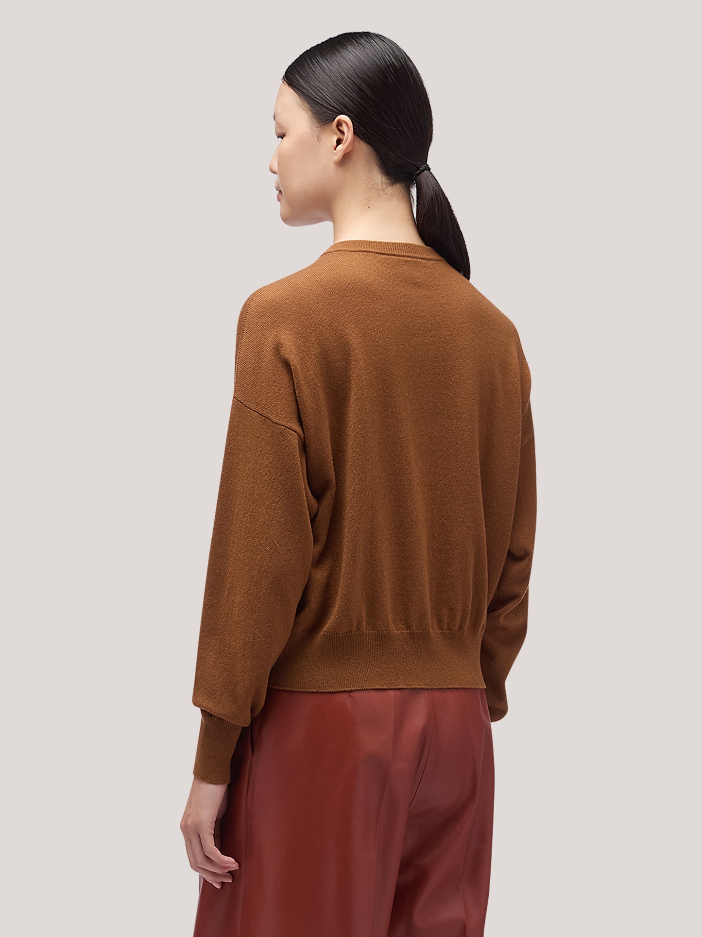 Korean women's long-sleeved sweater with jewel buttons caramel cafe 250a11_fw25-3_165car 68160284623174