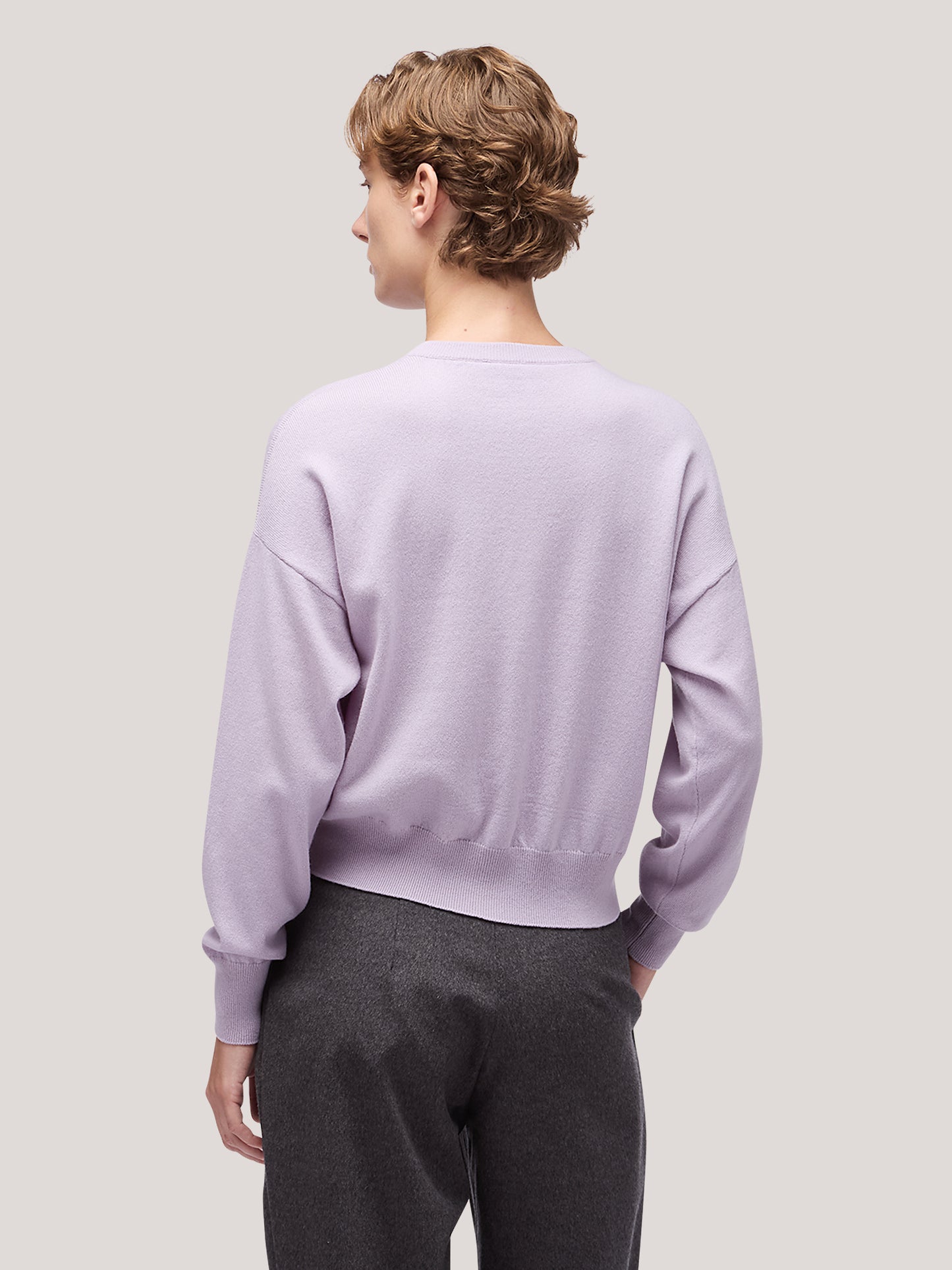 Korean women's long-sleeved sweater with jewel buttons lilac 250a11_fw25-3_299lil 68160258212166