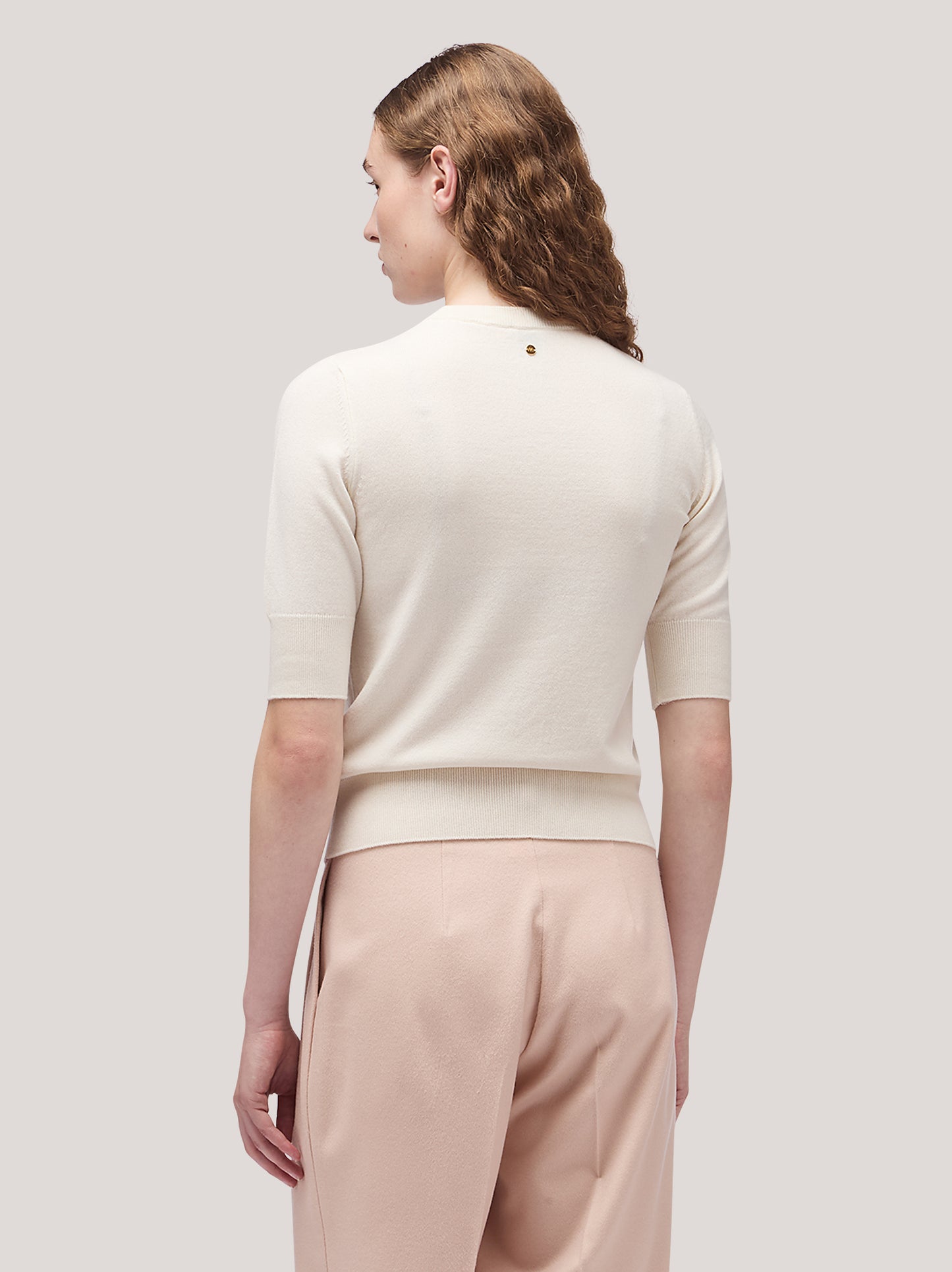 Women's crew neck sweater with elbow-length sleeves and ribbed edges white 250a12_fw25-3_217bia 68160240386374