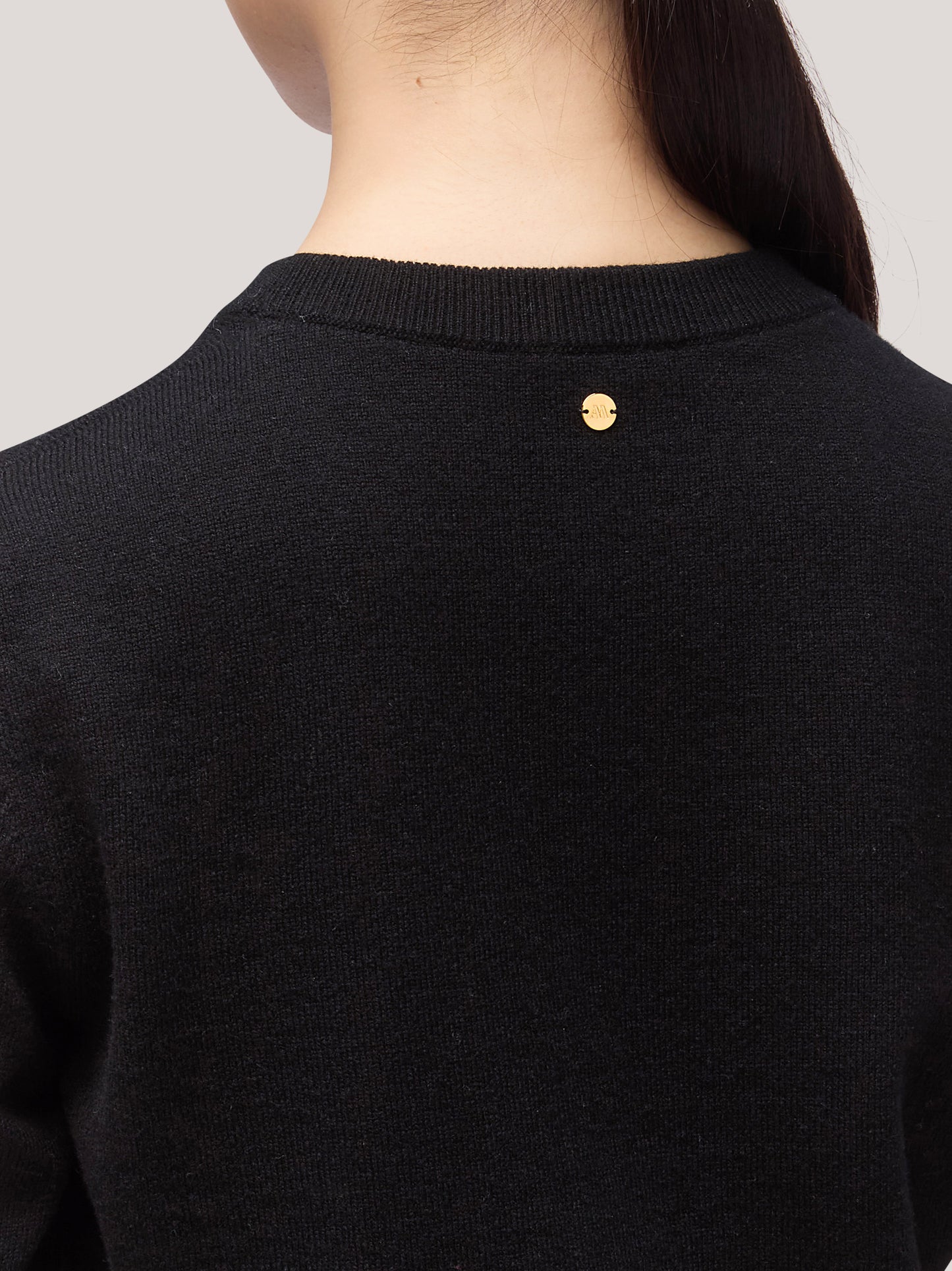 Women's crew neck sweater with elbow-length sleeves and ribbed edges black 250a12_fw25-3_096ner 68160251298118