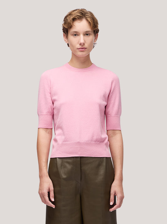 Maglia donna paricollo manica al gomito, bordi a costa - Maglia donna paricollo manica al gomito, bordi a costa alt - 002
