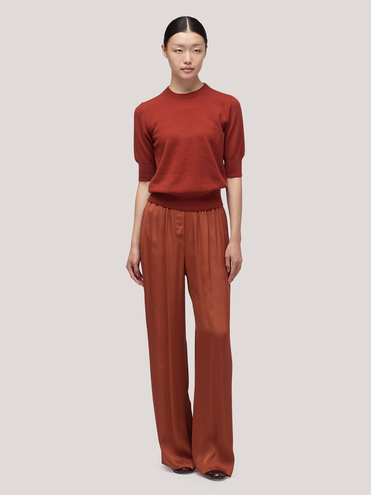 Maglia donna paricollo manica al gomito, bordi a costa rame 250a12_fw25-3_677ram