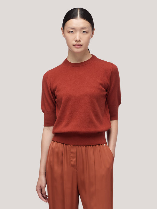 Maglia donna paricollo manica al gomito, bordi a costa - Maglia donna paricollo manica al gomito, bordi a costa alt - 002
