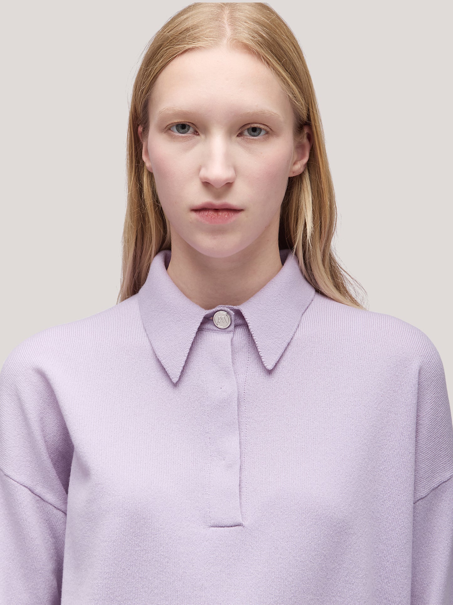 Maglia polo polo manica lunga spalla scesa lilla 250a13_fw25-3_299lil 68522186539334