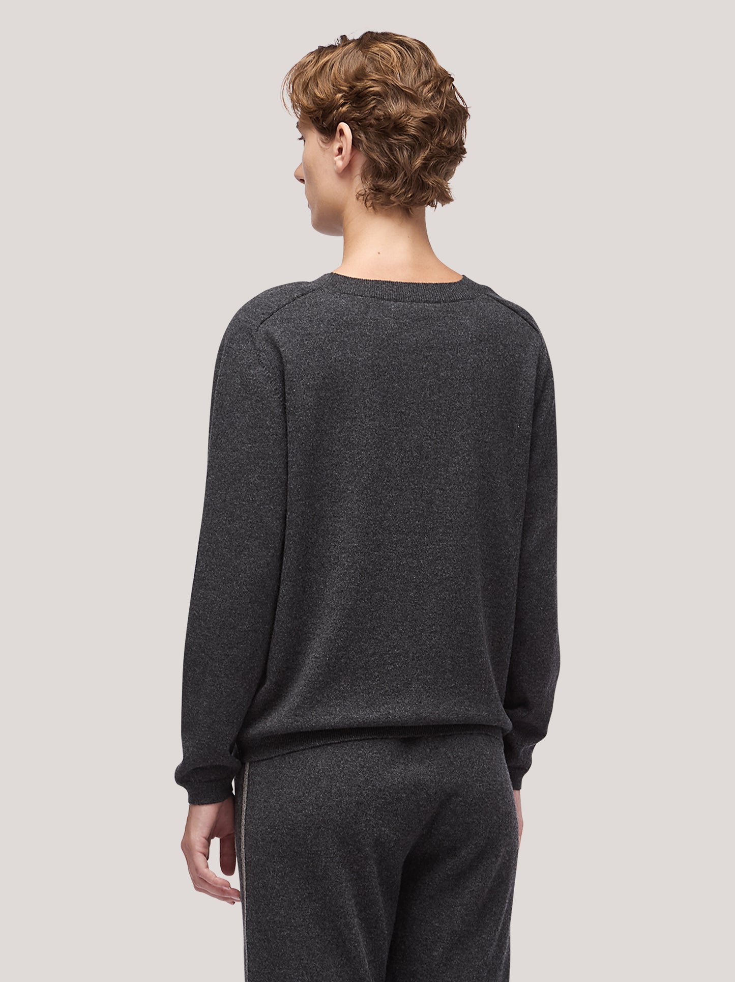 Maglia donna paricollo manica lunga, catenella sul fianco grafite mel 250a24_fw25-3_425gra 68052785529158