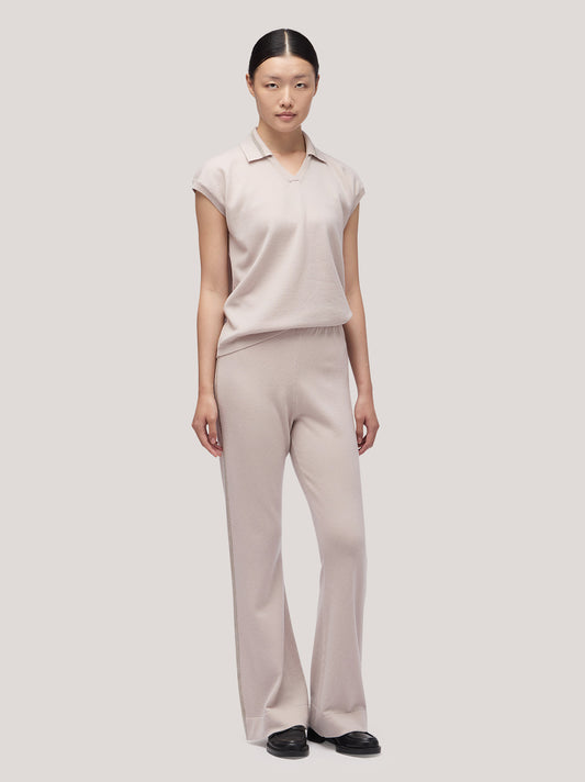 Pantalone donna ampio con catenella sui fianchi beige chiaro mel 250a28_fw25-3_167bec