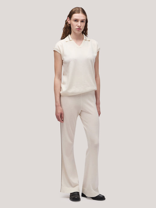 Pantalone donna ampio con catenella sui fianchi bianco naturale 250a28_fw25-3_217bia