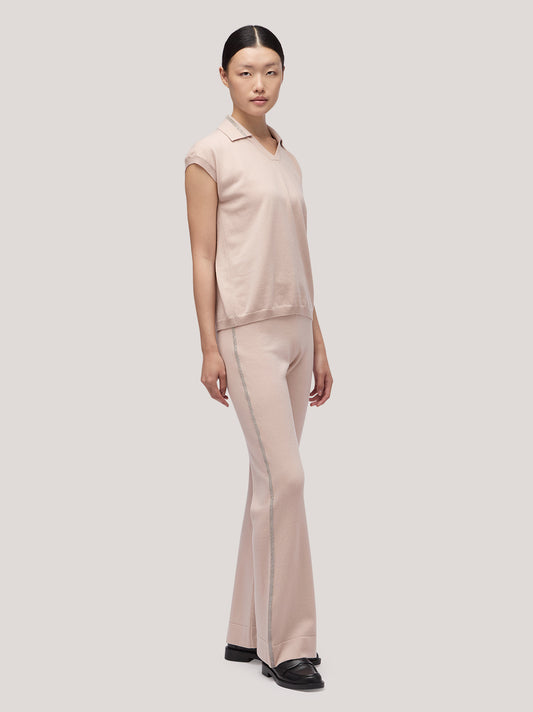 Pantalone donna ampio con catenella sui fianchi rosa tenue 250a28_fw25-3_a16ros