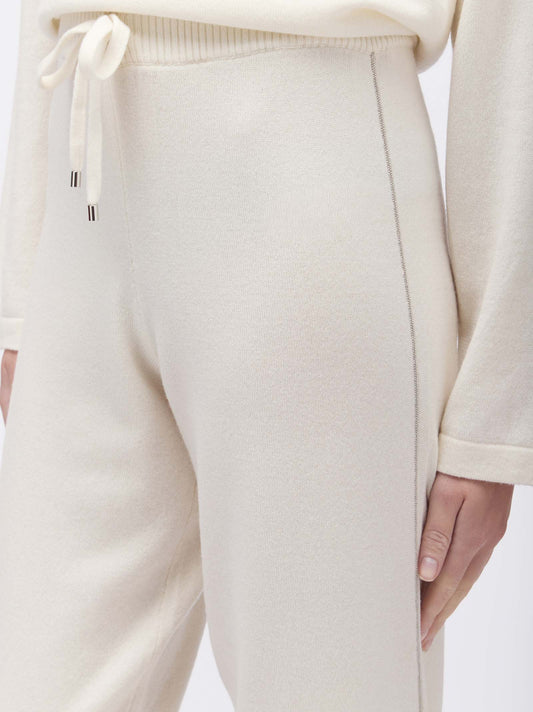 Pantalone Jogging ampio con coulisse e dettaglio catenella - Pantalone Jogging ampio con coulisse e dettaglio catenella alt - 002