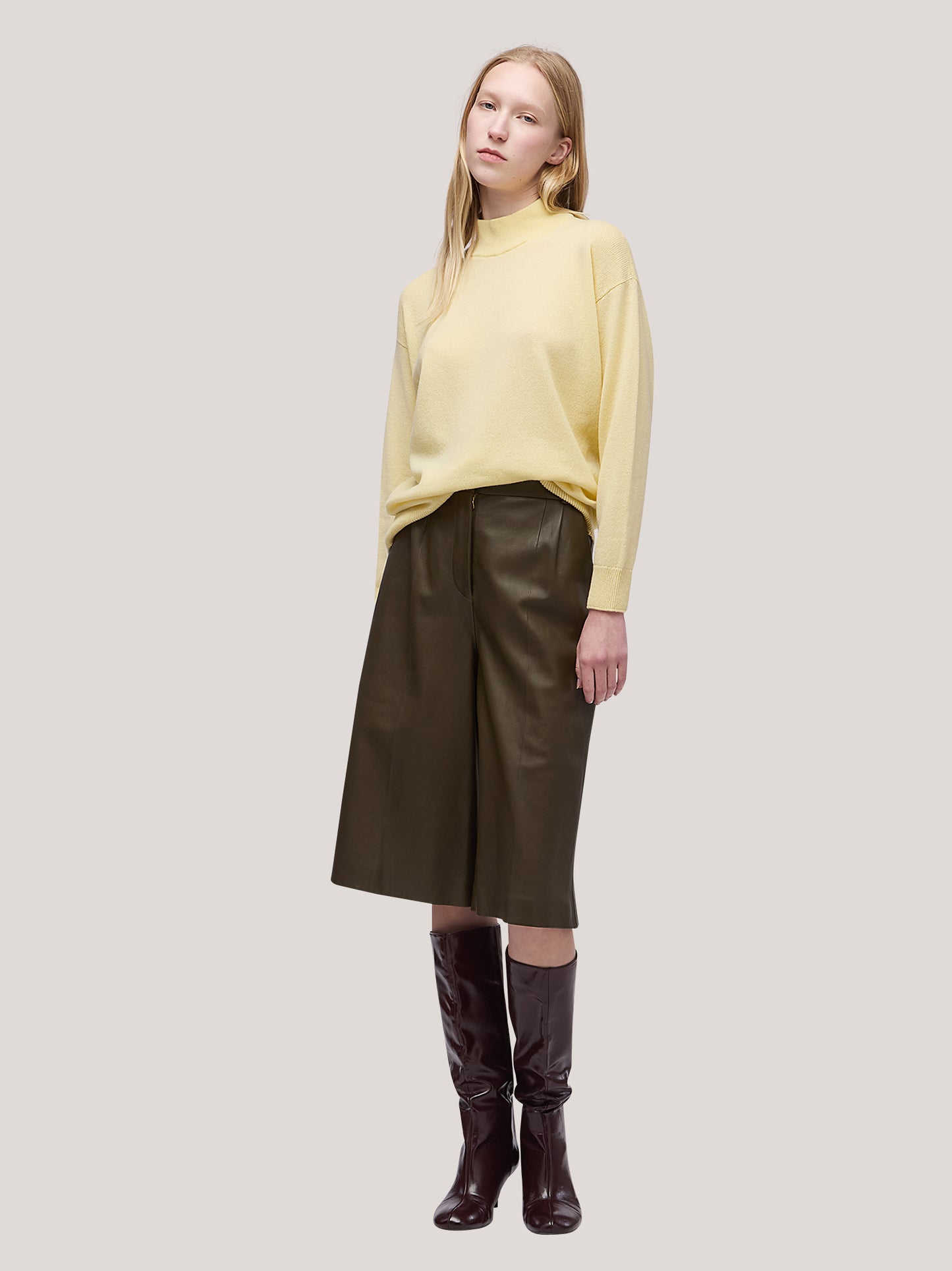Women's long-sleeved turtleneck sweater, brushed canary 250a94_fw25-3_620can 68522272981318