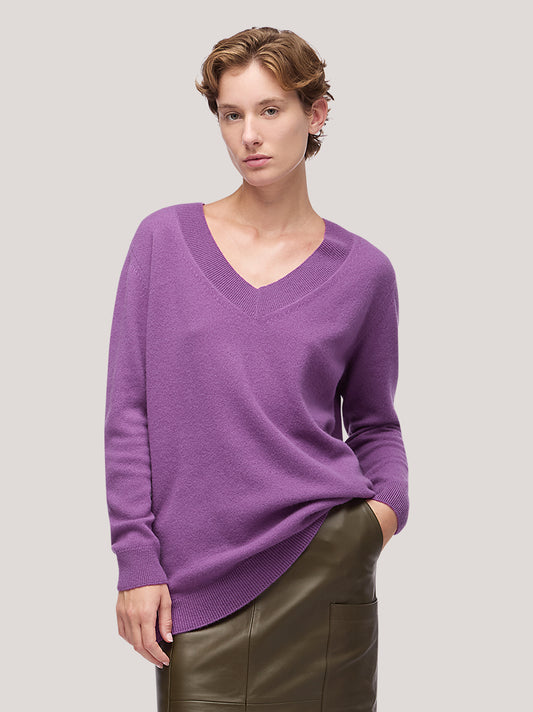 Maglia donna scollo V profondo manica lunga, garzato - Maglia donna scollo V profondo manica lunga, garzato alt - 002