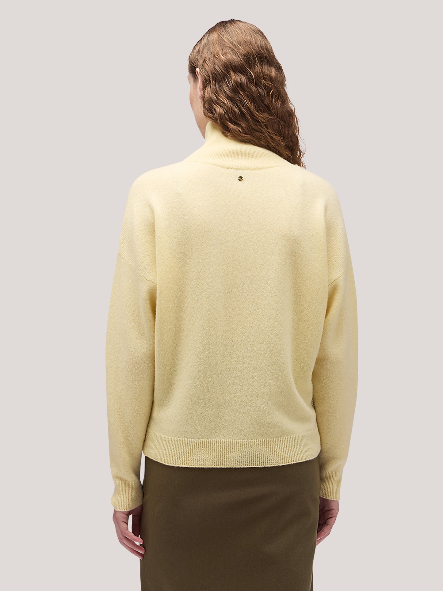 Maglia donna collo alto in piedi manica lunga, garzato canarino 250a96_fw25-3_620can 68148863598918