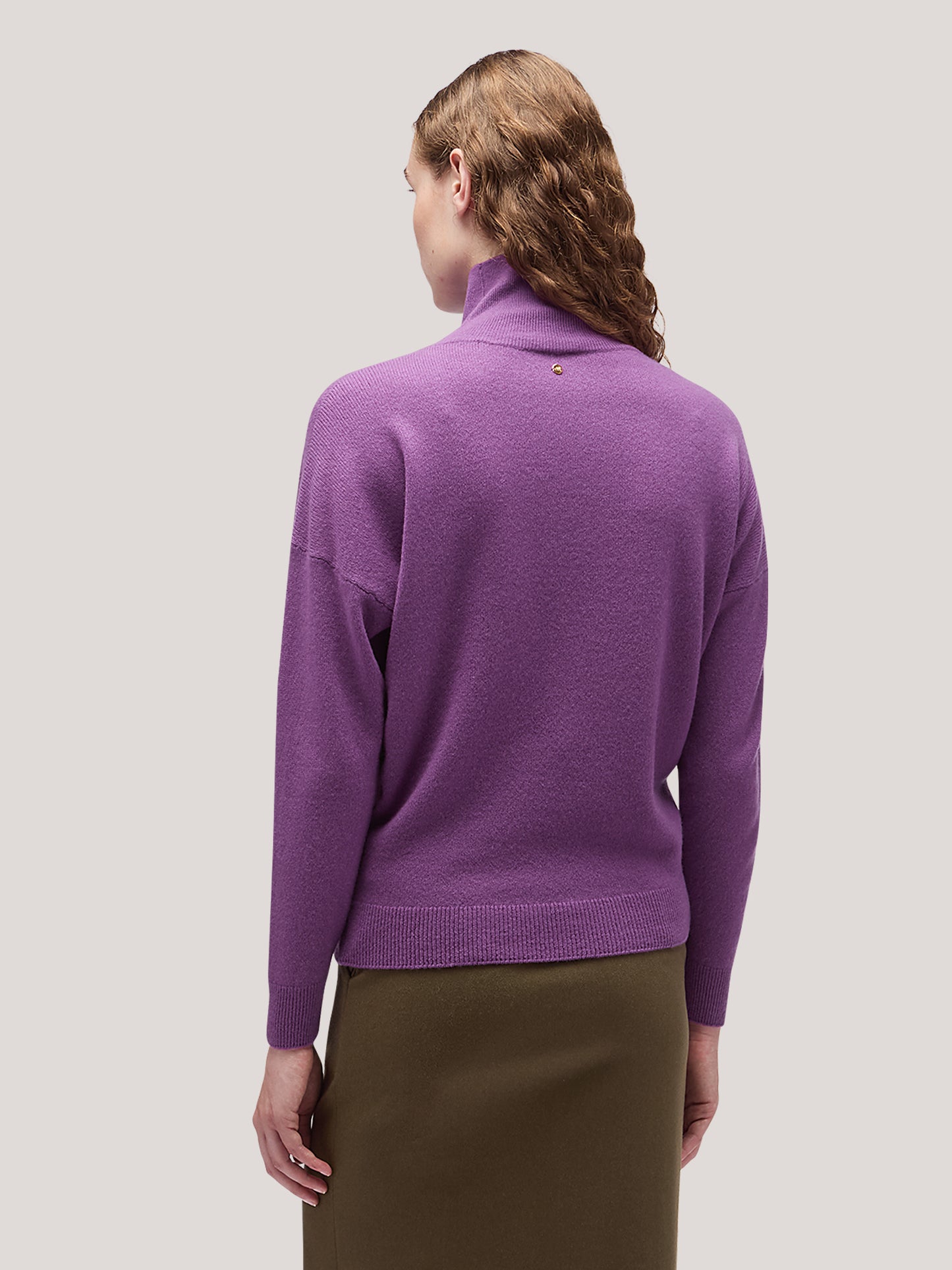 Maglia donna collo alto in piedi manica lunga, garzato violetto 250a96_fw25-3_t98vio 68148632813894