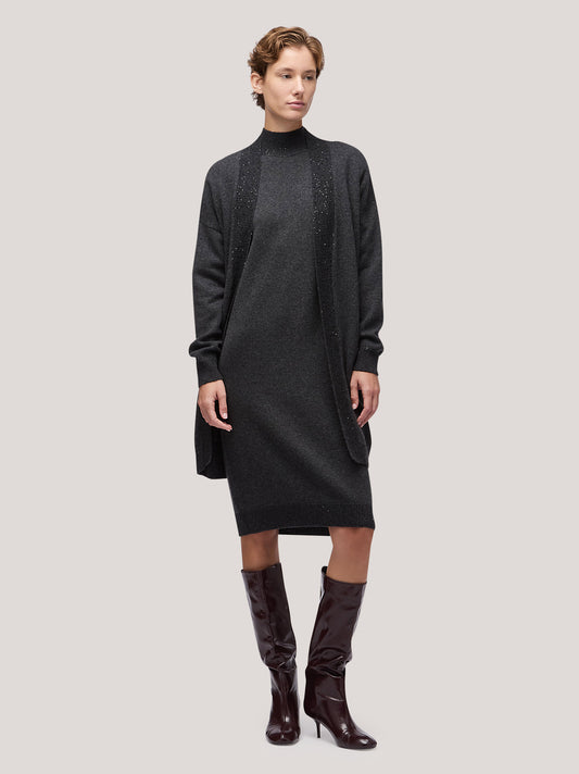 Abito lupetto donna con inserto paillettes su bordi - Abito lupetto donna con inserto paillettes su bordi alt - 002