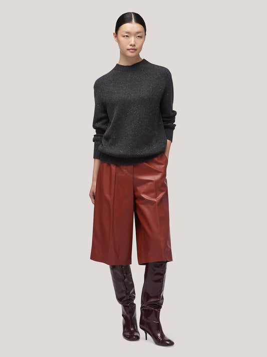 Maglia donna paricollo manica lunga, paillettes grafite mel 250f35_fw256a_425gra
