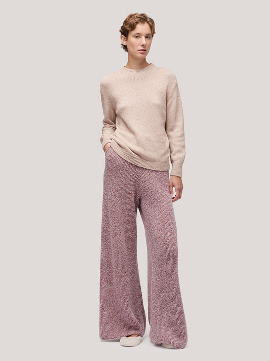 Maglia donna paricollo manica lunga, paillettes rosa tenue 250f35_fw256a_a16ros