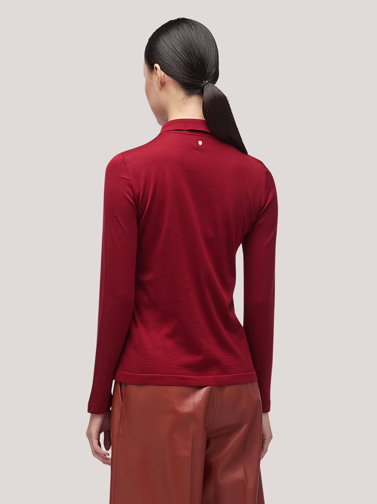 Maglia donna collo polo manica lunga ciliegia 250h09_fw251b_821cil 68148020248902