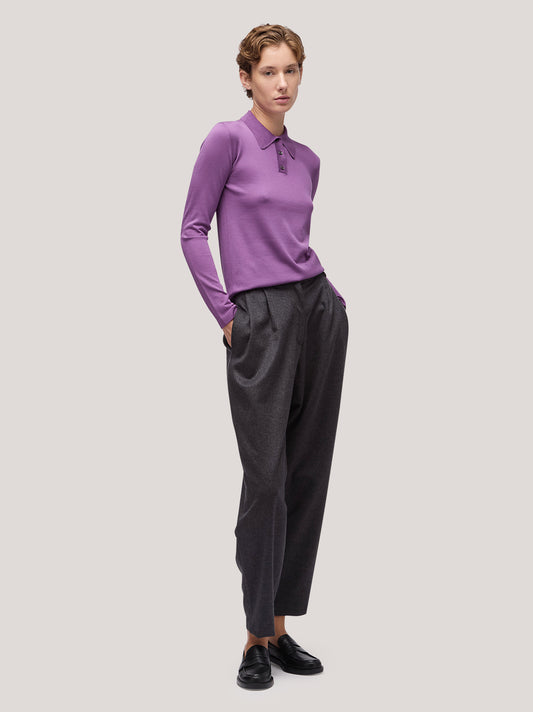Maglia donna collo polo manica lunga violetto 250h09_fw251b_t98vio