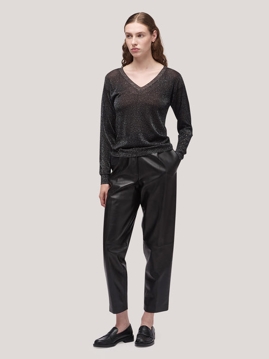 Maglia donna scollo V manica lunga, image black 250h81_fw25im_096bla