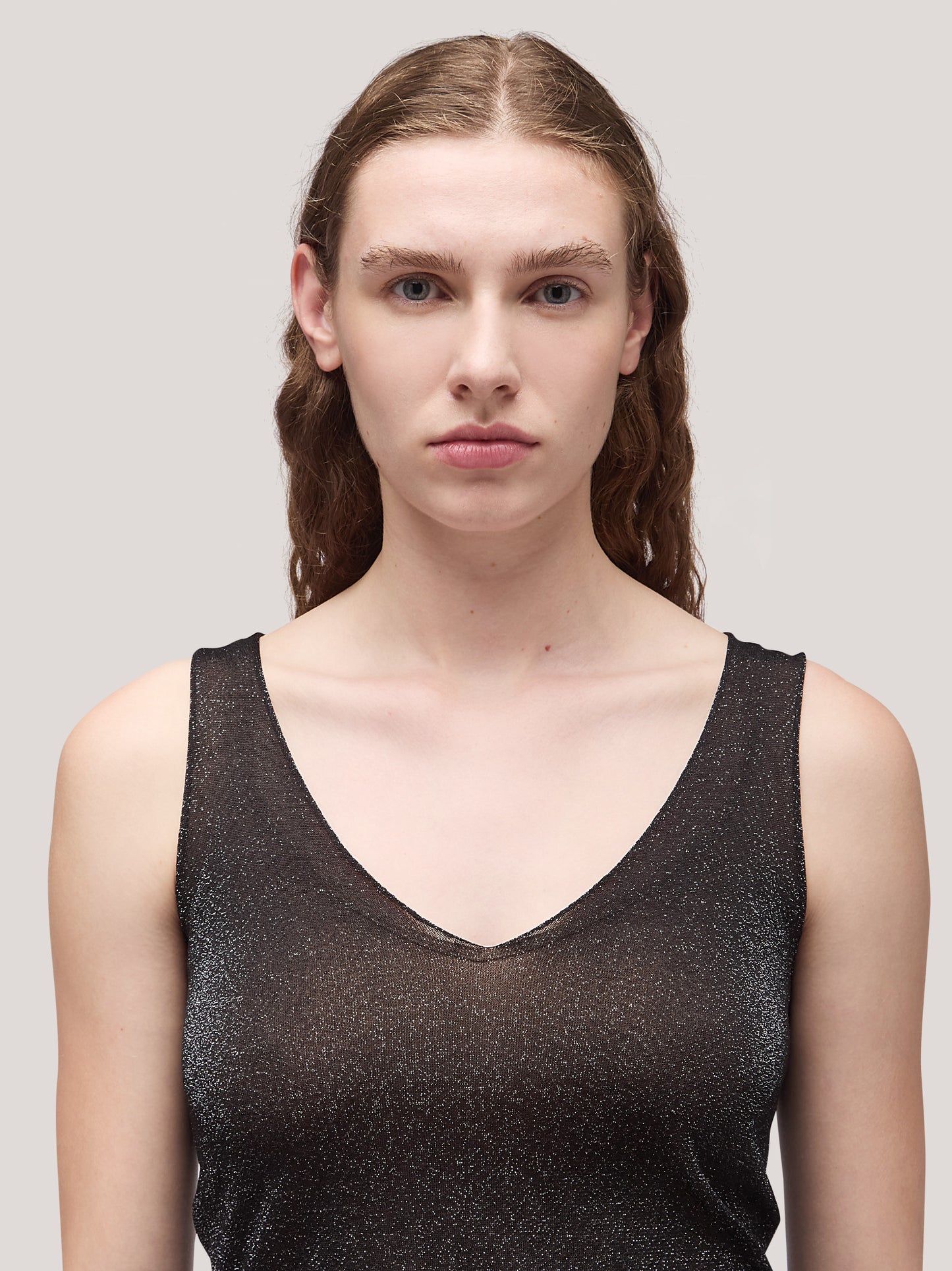 Women's sleeveless V-neck sweater, image black 250h82_fw25im_096bla 68147908477254