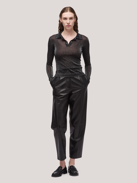 Maglia donna collo polo manica lunga, image black 250h90_fw25im_096bla