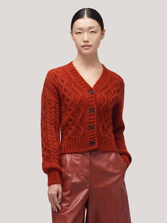 Maglia cardigan donna manica lunga, soft mohair - Maglia cardigan donna manica lunga, soft mohair alt - 002