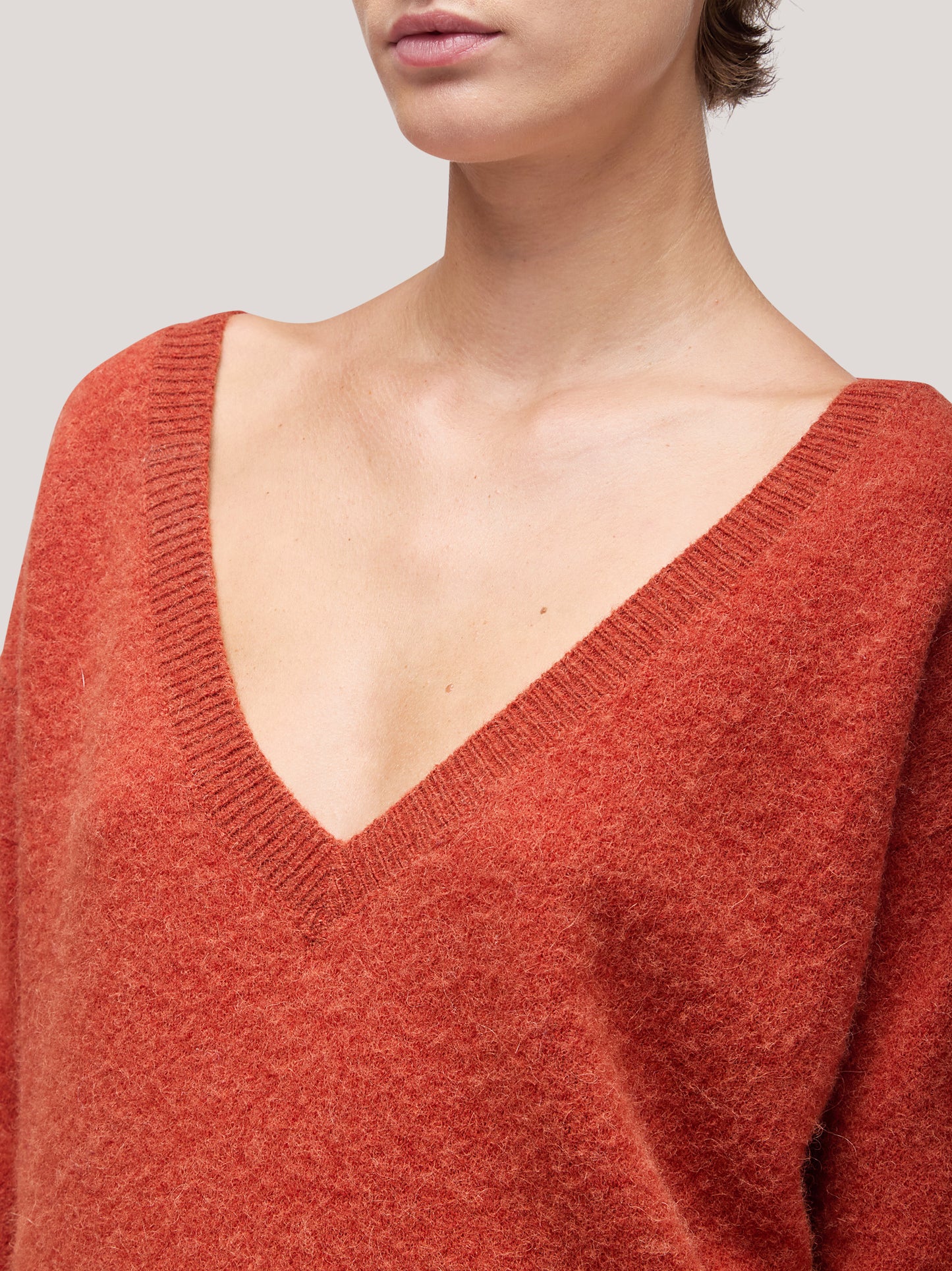 Women's V-neck long-sleeved shirt, hanaq copper 250n81_fw254a_677ram 68054349381958