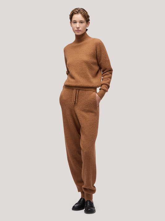 Maglia donna collo alto manica lunga, hanaq tabacco 250n83_fw254a_426tab