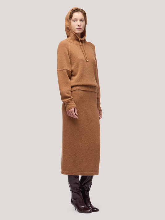 Maglia donna felpa con cappuccio manica lunga raglan, hanaq acciaio 250n84_fw254a_085acc
