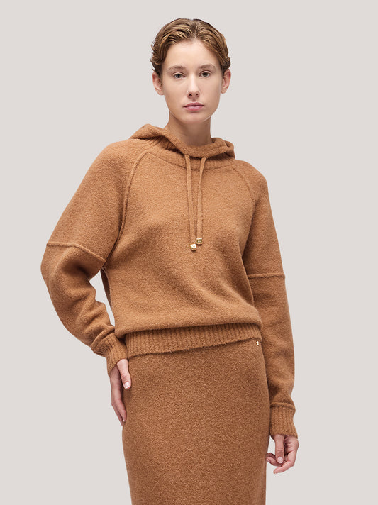 Maglia donna felpa con cappuccio manica lunga raglan, hanaq - Maglia donna felpa con cappuccio manica lunga raglan, hanaq alt - 002