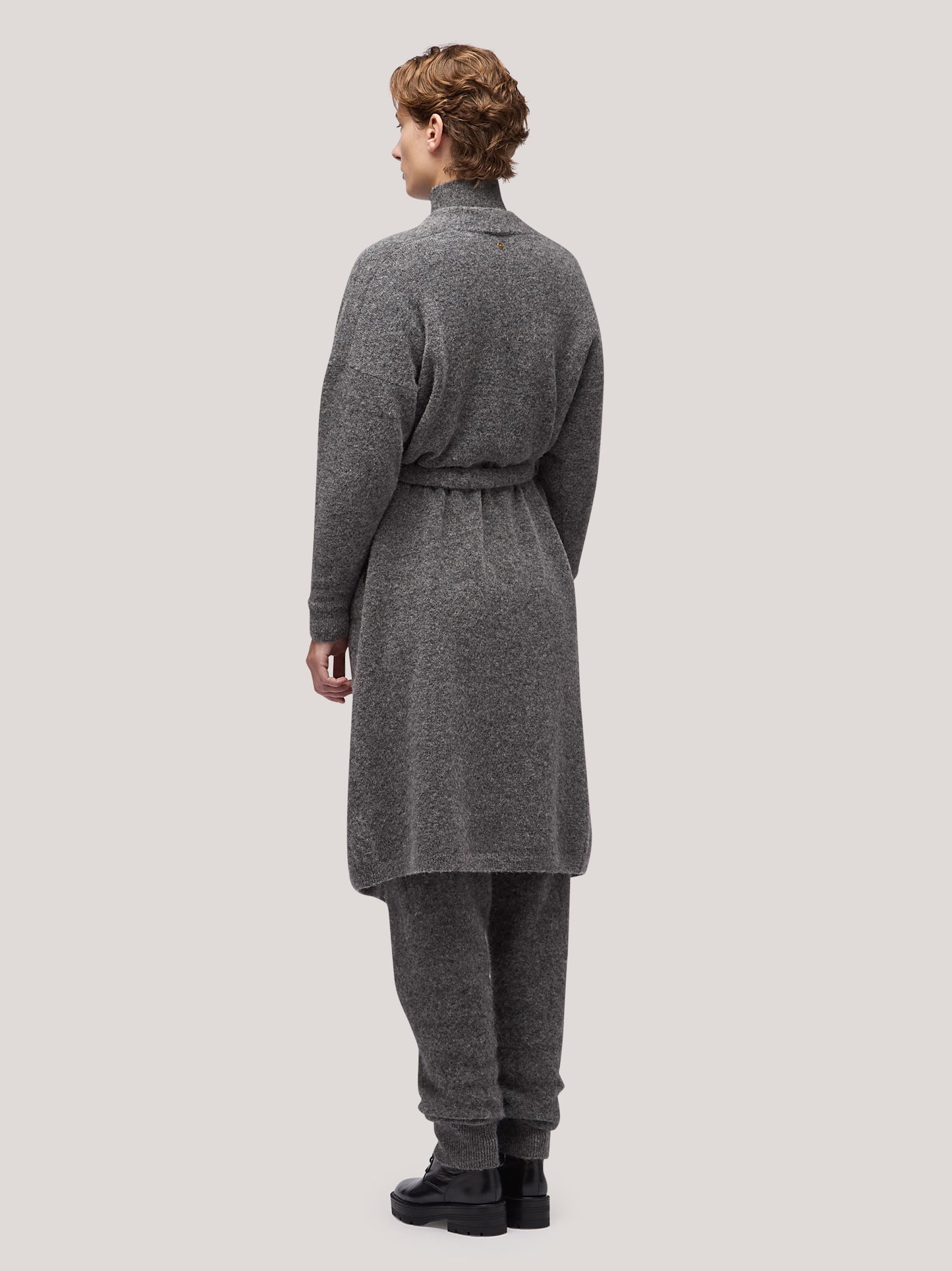 Maglia cardigan donna lungo con cintura, hanaq acciaio 250n88_fw254a_085acc 68147489997126