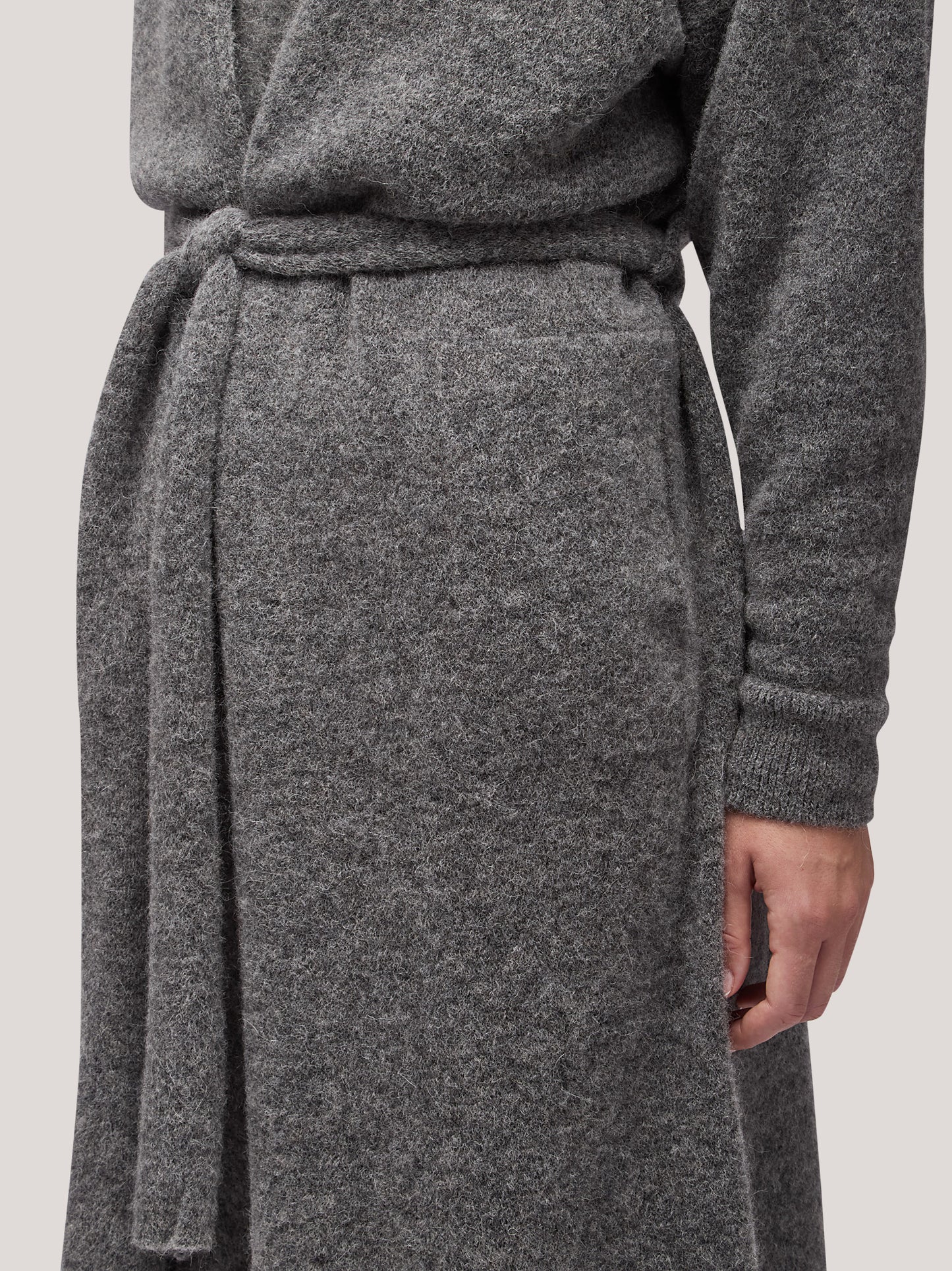 Maglia cardigan donna lungo con cintura, hanaq acciaio 250n88_fw254a_085acc 68147490029894