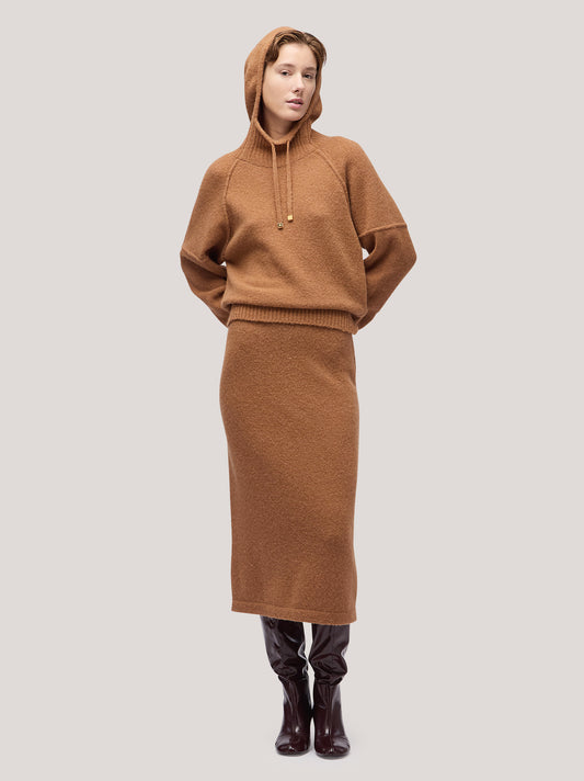 Gonna longette con cintura in costa, hanaq tabacco 250n90_fw254a_426tab