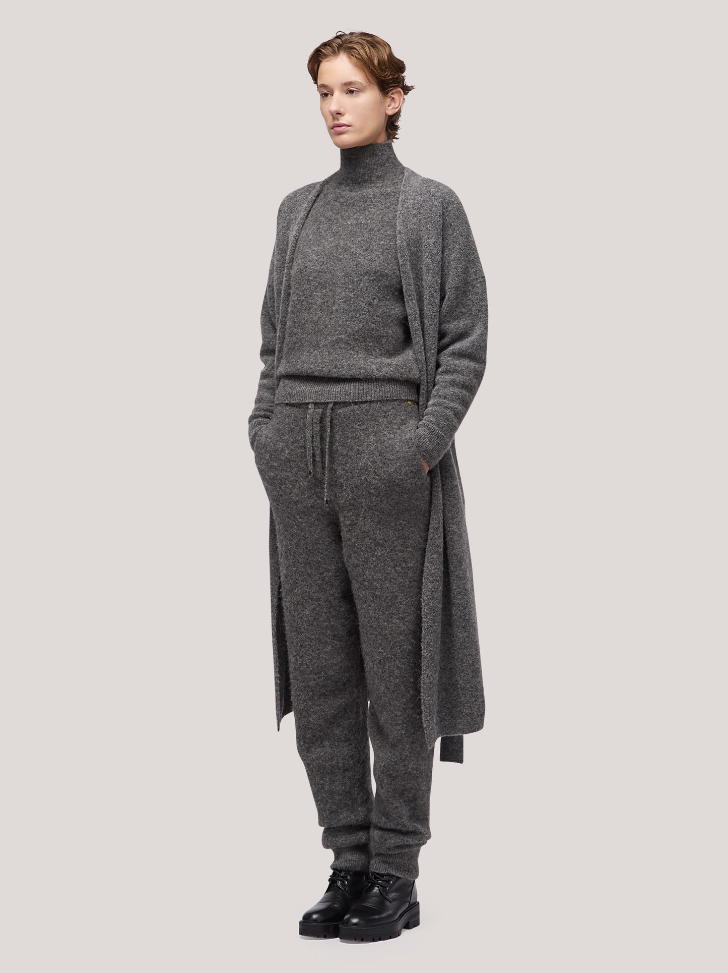 Women's trousers with ribbed bottom, hanaq grey 250n91_fw254a_085acc 68147393233222