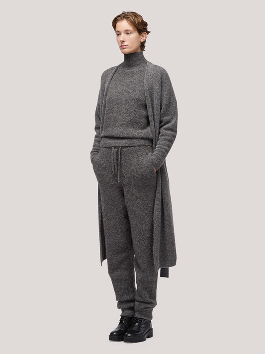 Pantaloni donna con fondo a costa, hanaq acciaio 250n91_fw254a_085acc