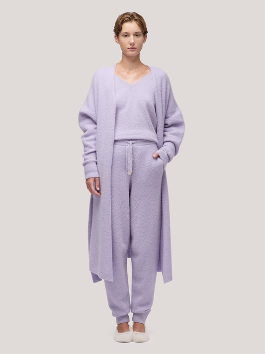 Pantaloni donna con fondo a costa, hanaq lilla 250n91_fw254a_299lil