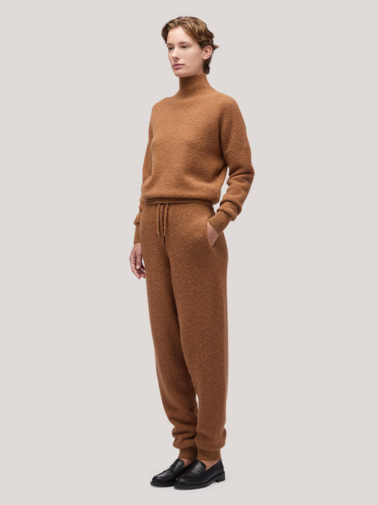 Pantaloni donna con fondo a costa, hanaq tabacco 250n91_fw254a_426tab