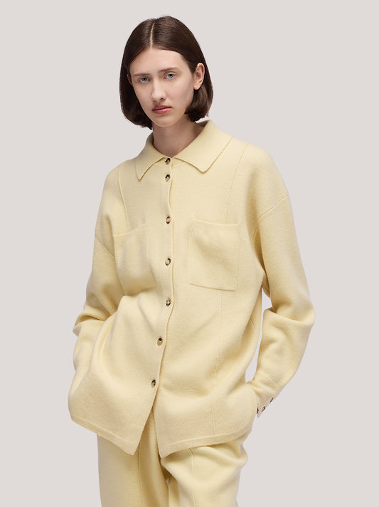 Maglia camicia domma manica lunga, punto milano, taschino - Maglia camicia domma manica lunga, punto milano, taschino alt - 002