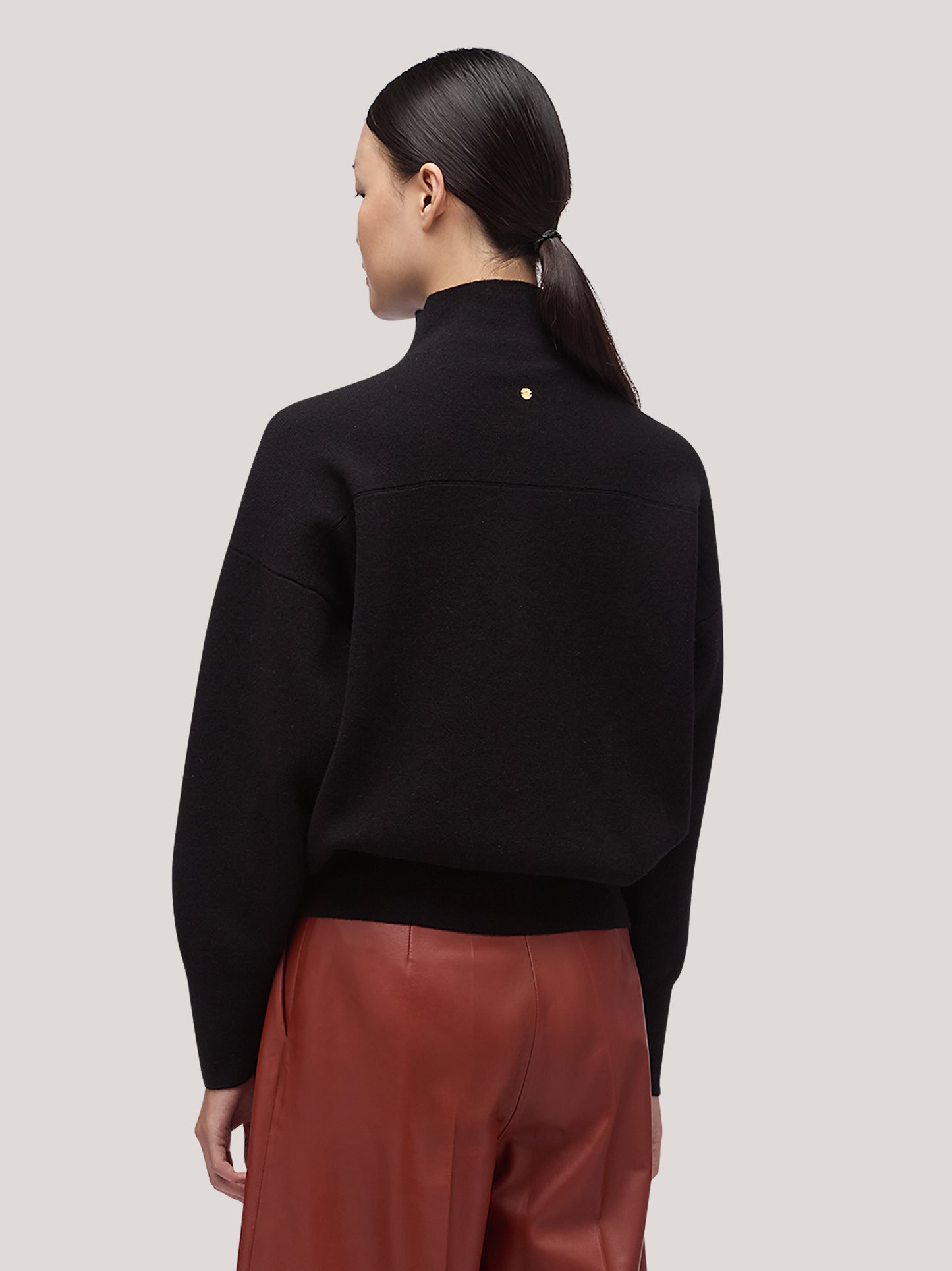 Maglia donna collo alto manica lunga, punto milano black 250r12_fw25-7_096bla 68147292078406
